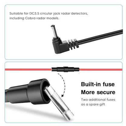 Radar Detector Rearview Mirror Rod Mount and Radar Power Cord Hardwired Kit