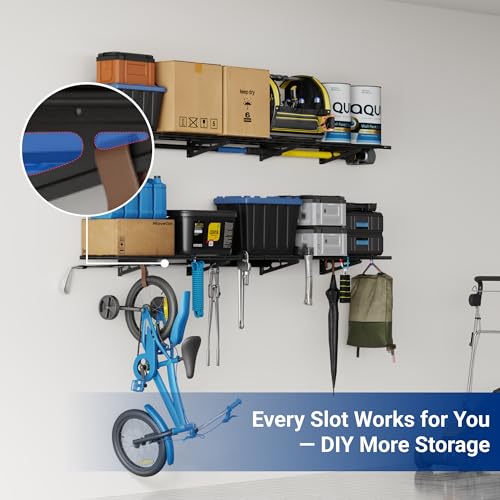 12-inch-by-72-inch Wall Shelf Garage Storage Rack Wall Mounted Floating Shelves,1x6ft,Black, 2-Pack, Classic Series (2 Count)
