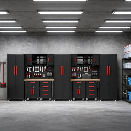 14 Pcs Garage Storage Cabinet System with Steel Cabinet