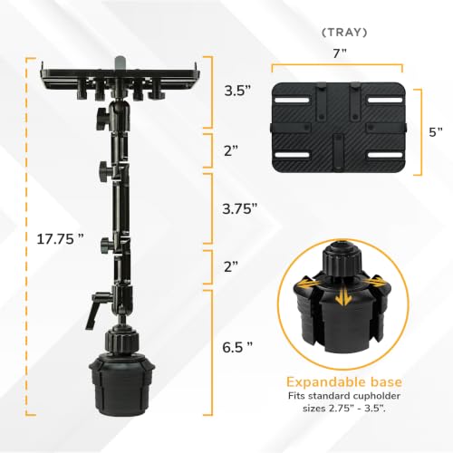 Premium Cup Holder Tablet Mount Fits Vehicle Cupholders 2.75"