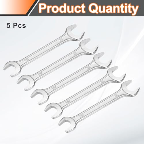 5pcs Double Open End Wrench 12mm x 14mm Metric 15 Degree Offset Angle Small Flat Head Wrench Galvanizing Open Ended Spanner for Automotive Repair Furniture Assembly (5 Count)