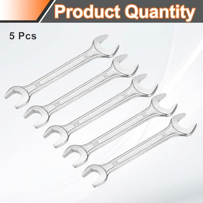 5pcs Double Open End Wrench 12mm x 14mm Metric 15 Degree Offset Angle Small Flat Head Wrench Galvanizing Open Ended Spanner for Automotive Repair Furniture Assembly (5 Count)
