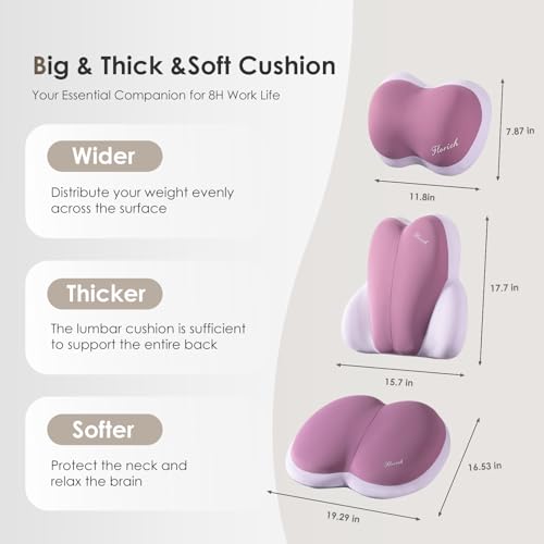 3 PCS Seat Cushion for Carseat Lumbar Support Pillow Car Neck Headrest Pillows Ultrathick Memory Foam Seat Pads Pressure Relief Back Cushion for Office Chair