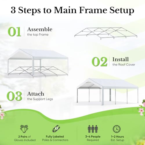 20x20ft Heavy Duty Party Tent Outdoor Canopy with Mesh Windows