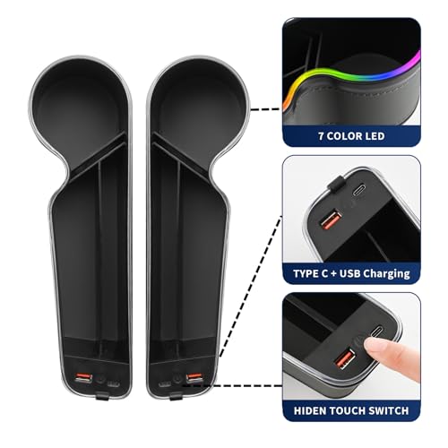 7 Color Led Car Seat Gap Organizer with 56W Cigarette Lighter Adapter