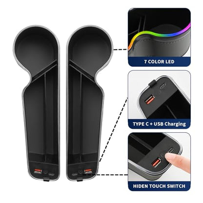 7 Color Led Car Seat Gap Organizer with 56W Cigarette Lighter Adapter