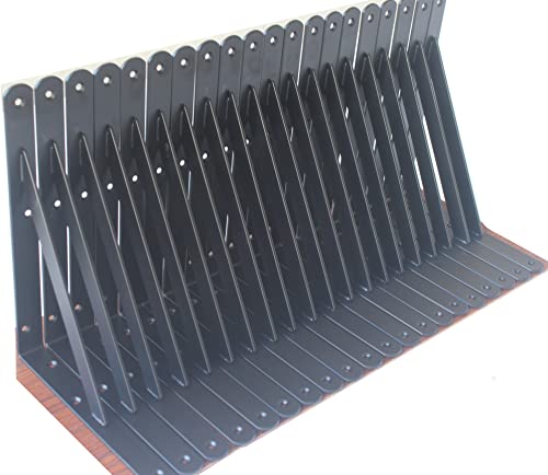 8 Pack L10 x H 8" Black Heavy Duty Shelf Brackets with Screws Metal Shelf Brackets Shelf Support Angle Brackets for Shelves L Brackets Heavy Duty Floating Shelf (8 Count)