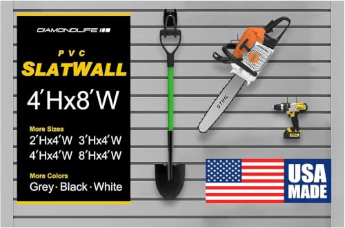 Heavy Duty 4'H X 8'W PVC Garage SlatWall Storage System