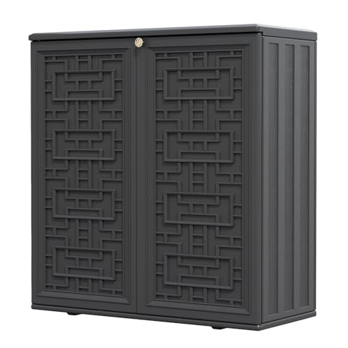 Indoor Outdoor Storage Cabinet with Doors and Shelf