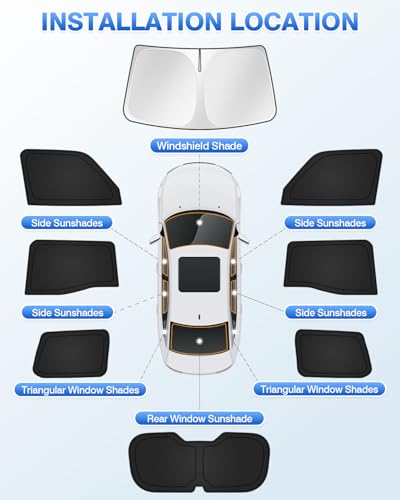 Sunshades for 2024 2025 2026 Toyota Land Cruiser Prado 250 Accessories Windshield Sun Shade Side Rear Window Shade Cover Sun Visor Shield Privacy Protection Keep Vehicle Cool Black 8PCS (8 Count)