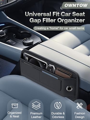 Universal Fit Premium Leather Car Seat Gap Filler Organizer (2 Count)