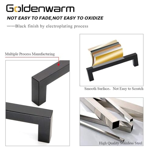 200 Pack 5 Inch Matte Black Cabinet Handles Kitchen Drawer Pulls (200 Count)