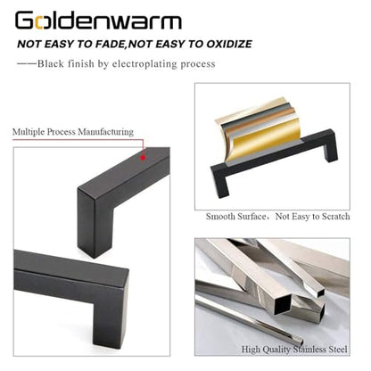 200 Pack 5 Inch Matte Black Cabinet Handles Kitchen Drawer Pulls (200 Count)