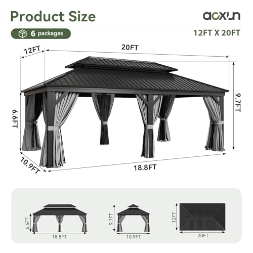 12' X 20' Hardtop Gazebo with Drainage