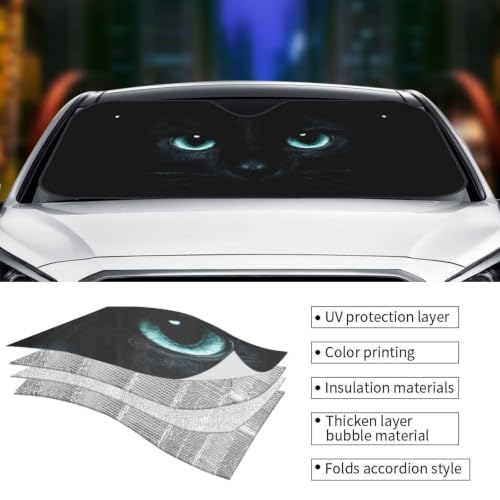 Black Cat Eyes Car Windshield Sunshade Front Window Sun Visor Protector Foldable Shield Cover for Truck SUV