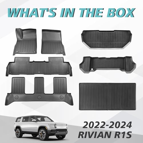 Compatible with Rivian R1S All Weather Cargo Liners Frunk Mat&Floor Liners&Trunk Mat Set Anti