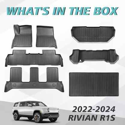 Compatible with Rivian R1S All Weather Cargo Liners Frunk Mat&Floor Liners&Trunk Mat Set Anti