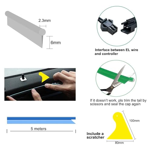 El Wire White Interior Car LED Strip Lights