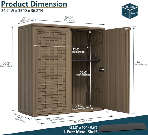 Indoor Outdoor Storage Cabinet with Doors and Shelf