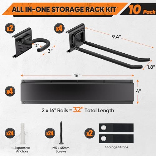Heavy Duty Garden Tool Organizer Metal Wall Mount