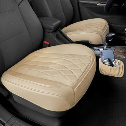 2 Pack Beige Leather Front Bottom Car Seat Covers (2 Count)