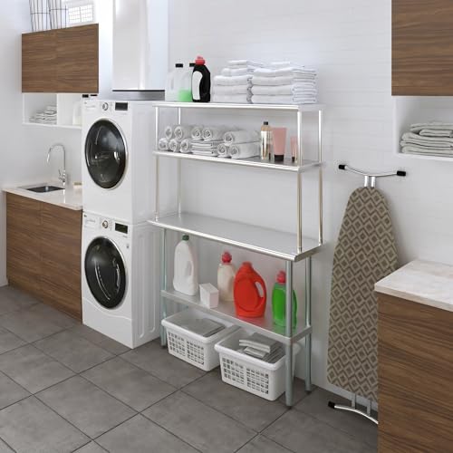 Stainless Steel Work Table Double Tier Overshelf