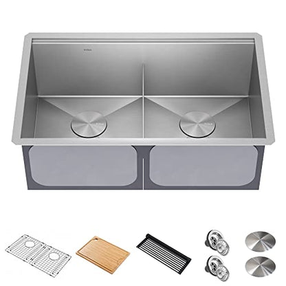Stainless Steel 30 in Double Bowl Undermount Sink KWU112