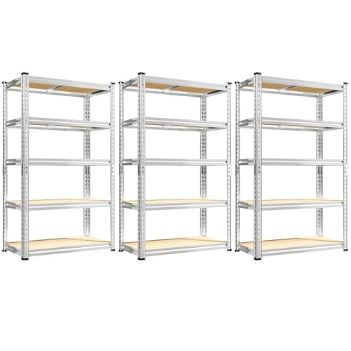 Storage Shelves 2020LBS Garage Shelving Heavy Duty Metal Shelving Adjustable 5 Tier Pantry Shelves for Garage Closet Kitchen Basement 28" W x 12" D x 59.8" H (3 Count)