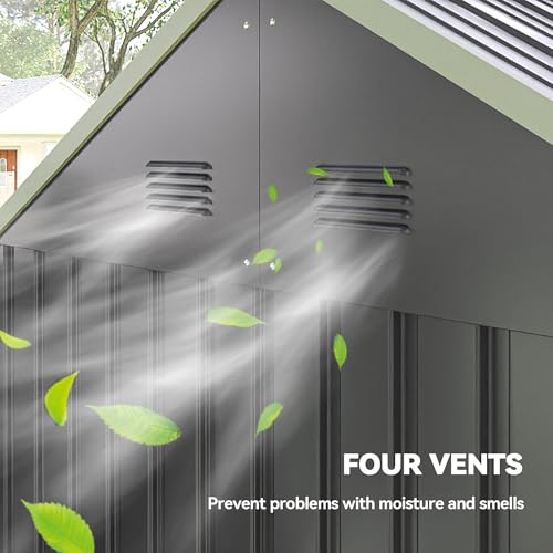 8' x 5.5' Outdoor Storage Shed Metal Garden Shed Window Gray