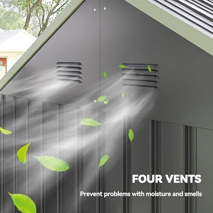 8' x 5.5' Outdoor Storage Shed Metal Garden Shed Window Gray