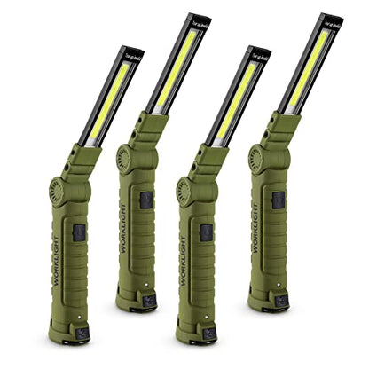4 Pack Rechargeable LED Work Lights with Magnetic Base and 360° Rotation (4 Count)