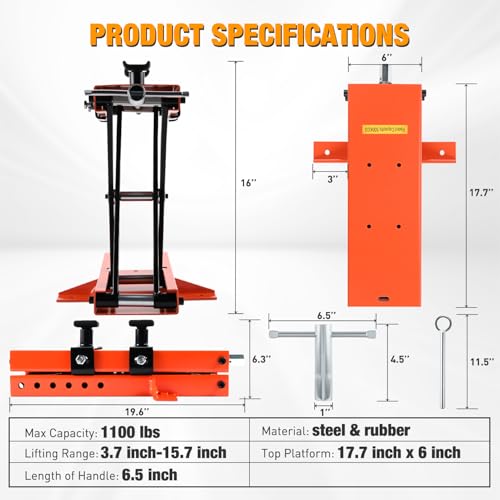 Motorcycle Lift 1100 LBS ATV Scissor Jacks with Saddle Safety Pin Crank Handle 3.7"