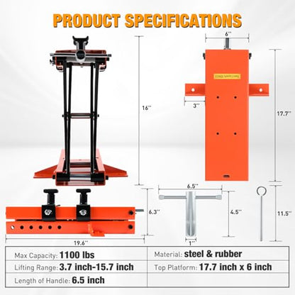Motorcycle Lift 1100 LBS ATV Scissor Jacks with Saddle Safety Pin Crank Handle 3.7"