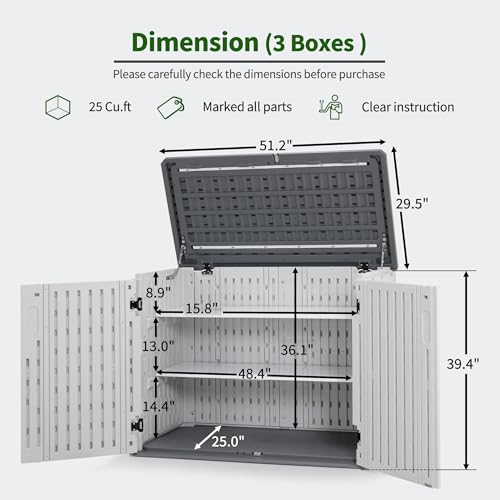 Macrout 25 Cu Ft Outdoor Storage Cabinet with Shelves (3 Count)