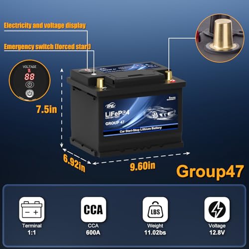 Car Start Stop Lithium Battery BCI Group47 LiFePO4 Lithium