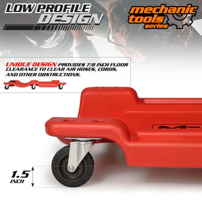 Plastic Rolling Garage Creeper with Padded Headrest 36" Light Weight Automotive Creeper Mechanic Cart with Dual Tool Trays and Noiseless Casters