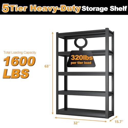 63H Metal Kitchen Storage Shelves (5 Count)