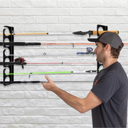 Fishing Rod Rack Pole Wall or Ceiling Storage Holder Hook Keeper Display Hanger Organizer Mount for Garage (4 Count)