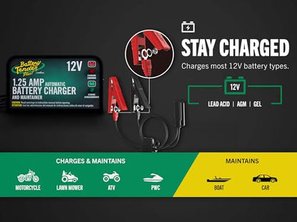 Plus 12V 1.25 AMP Car & Motorcycle Battery Charger and Maintainer