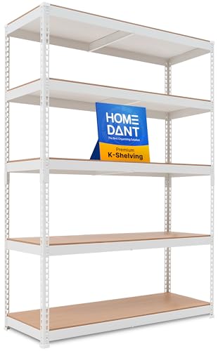 White 47.7" W 5 Tier Storage Shelves Garage Shelving Unit Metal