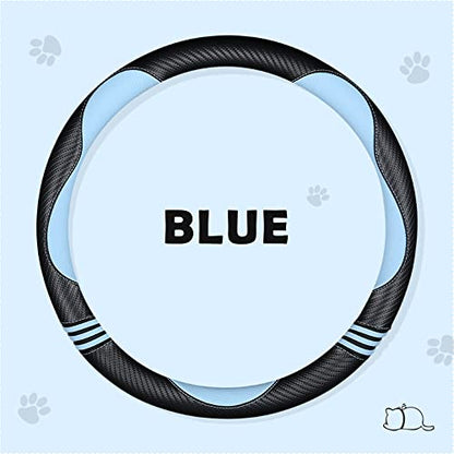 Car Steering Wheel Covers for Women Padded Carbon Fiber PU Leather Cute Auto Interior Accessories for Vehicle