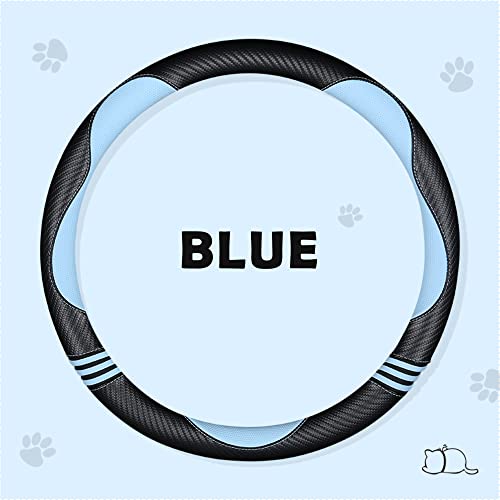 Car Steering Wheel Covers for Women Girl Padded Carbon Fiber PU Leather Cute Cartoon Auto Interior Accessories for Jeep