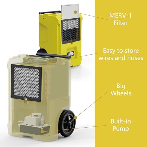 110 PPD Commercial Dehumidifier with Pump for large Basement