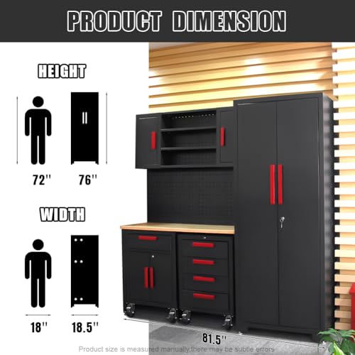 6 Pcs Garage Storage Cabinet System Garage Workshop Set