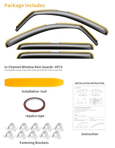 Window Visors Rain Guards for Toyota Tundra CrewMax 2007 (4 Count)