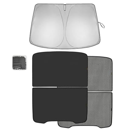 3PCS Windshield& Roof Sunshade Compatible with 2026 2025 Tesla New Model Y Juniper Foldable Sun Shade Accessory Heat UV Protection Visor Accessories with Storage Bag (3 Count)