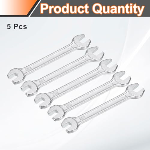 5pcs Double Open End Wrench 5.5mm x 7mm Metric 15 Degree Offset Angle Small Flat Head Wrench Galvanizing Open Ended Spanner for Automotive Repair Furniture Assembly (5 Count)