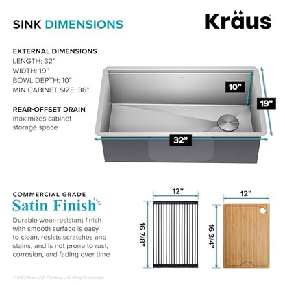 Stainless Steel 32 in Undermount Kitchen Sink KWU110
