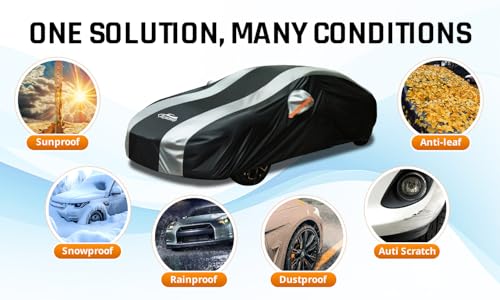 Car Covers for Automobiles All Weather Waterproof with Silver Stripe Design