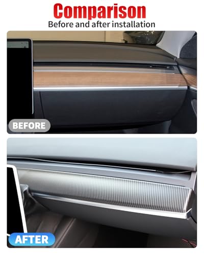 Dashboard Cover Wrap and Front Door Inner Armrest Panel Cover Trim Compatible with Tesla Model 3 2021
